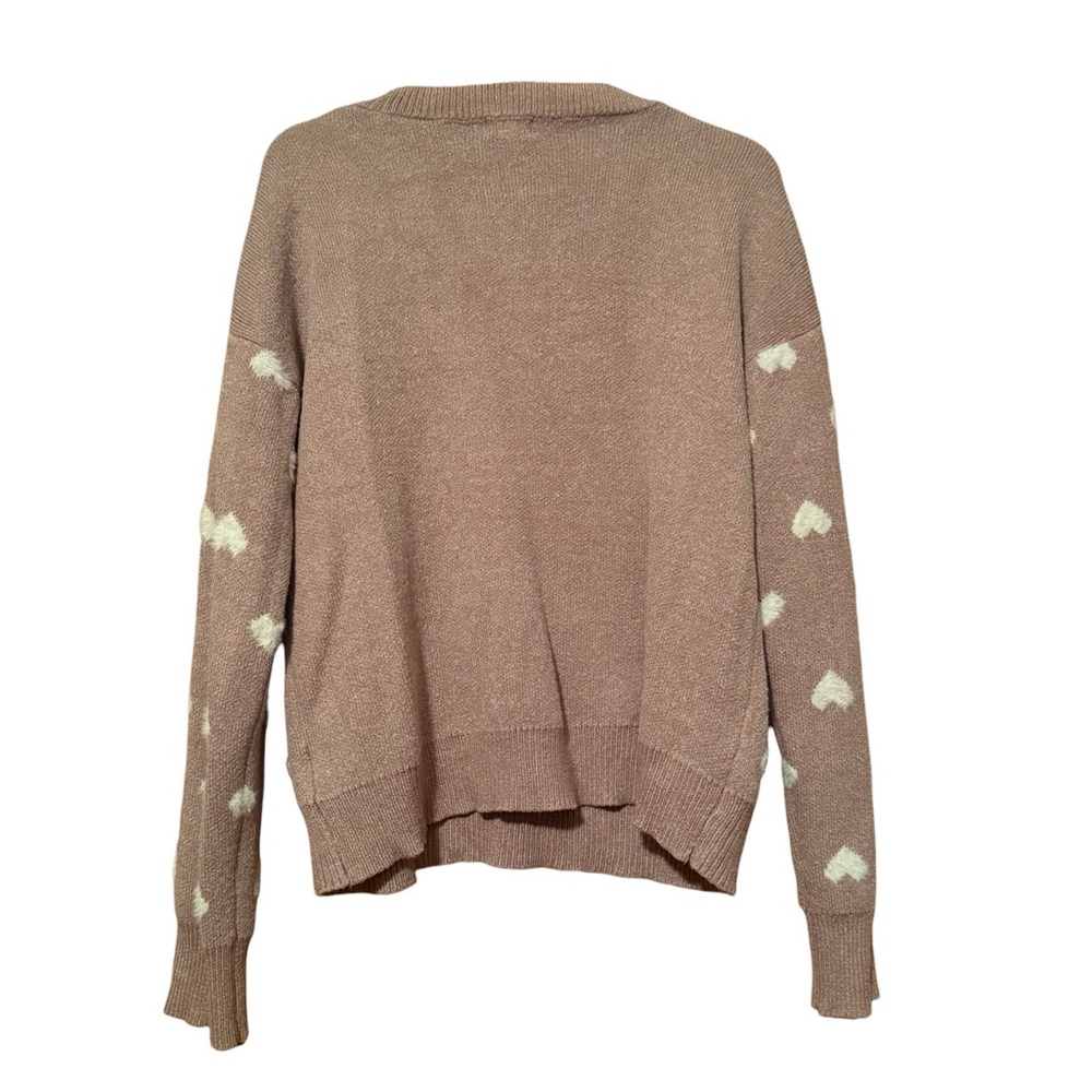 Hem & Thread Brown Heart Pattern Sweater - Picture 3 of 5